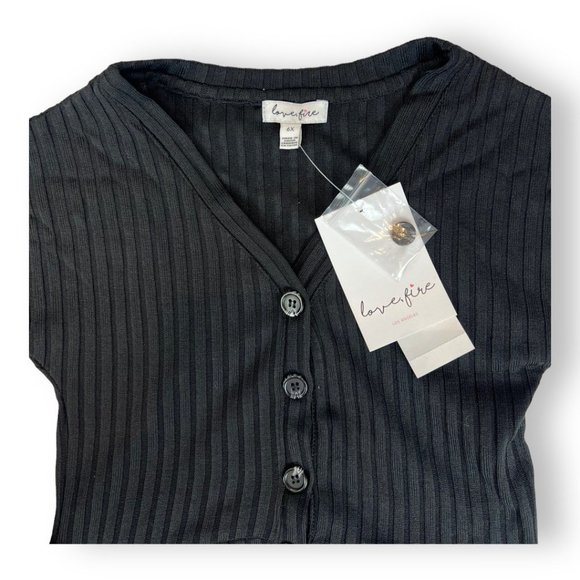 Love Fire Girl's Neck Button Front Ribbed Top T-Shirt - NWT ⭐️Multi Sizes⭐ - Picture 2 of 2
